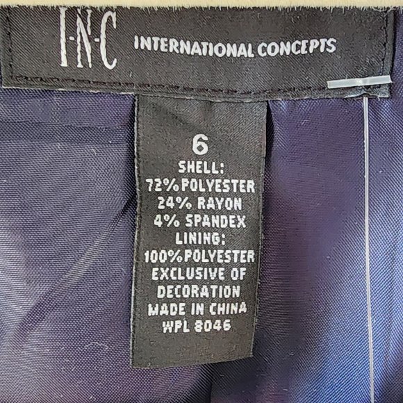 I.N.C. Stretch Blazer | Size 6 | Navy White Stripes Pockets Single Breast NWT - Picture 6 of 7